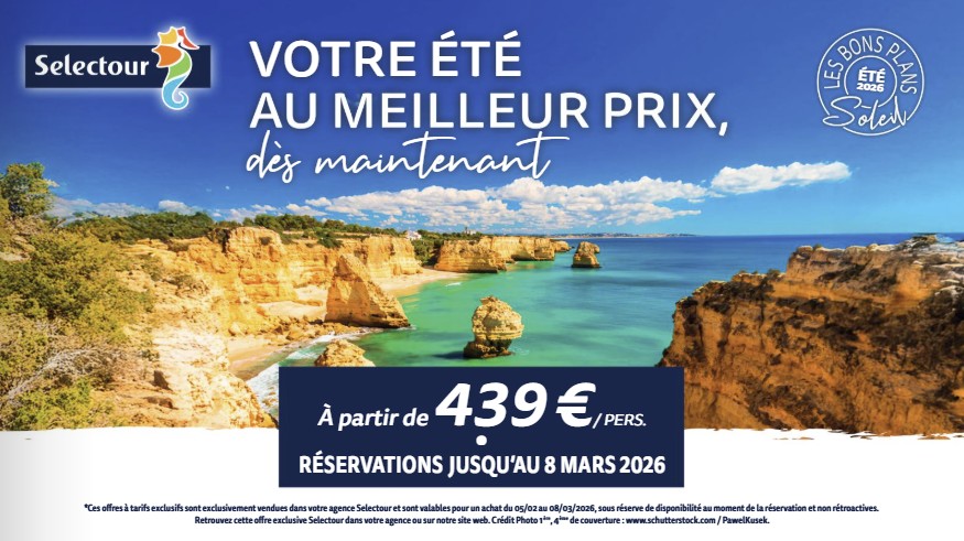 Les Bons Plans Soleil de l'été débarquent dans vos agences du 5 février au 8 mars 2026 avec 19 produits à prix exclusifs qui mettront en avant les départs de mars à novembre 2026.